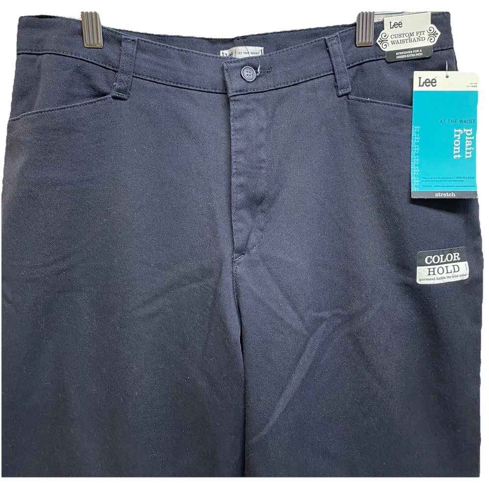 Lee At The Waist Relaxed Fit Stretch Woman's 14‎ Plain Front Black NWT